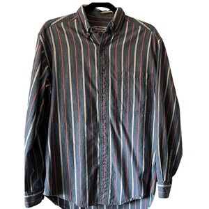 Wrangler Rugged Wear Men's Button Shirt Size M Blue Red White Stripe Casual Work